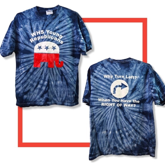 🐘 Young Republicans Tie Dye Tee Right of Way M - Picture 2 of 7